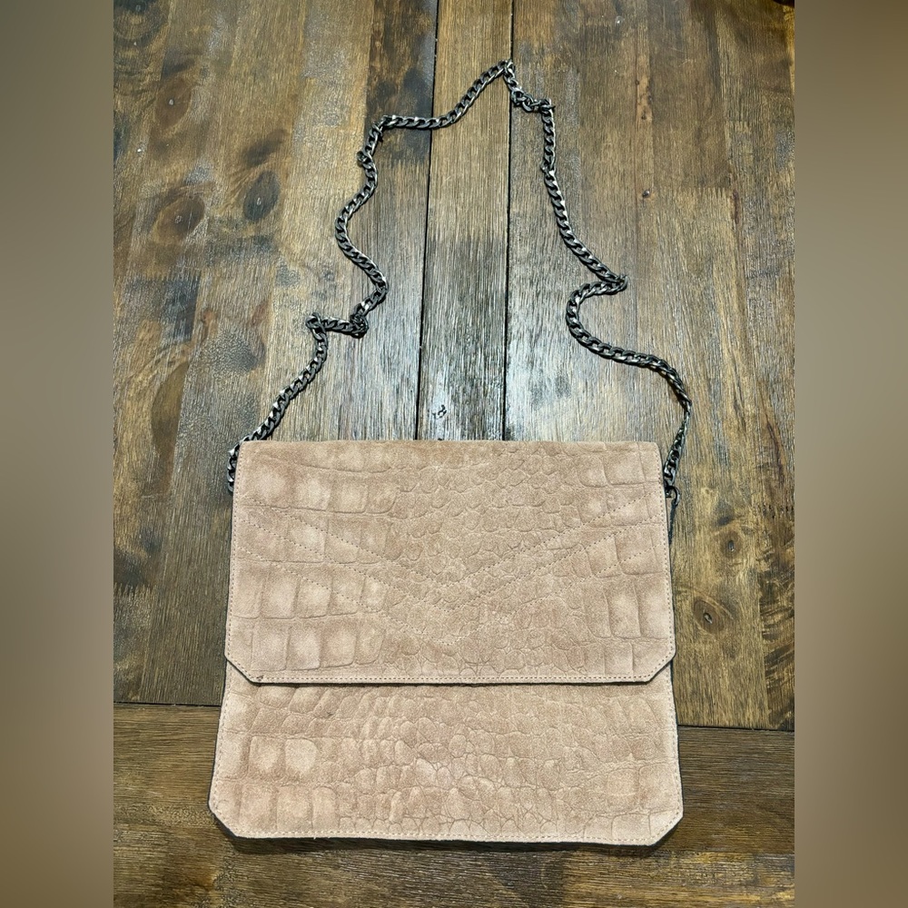 Urbancode Croc Suede Crossbody Bag in Taupe